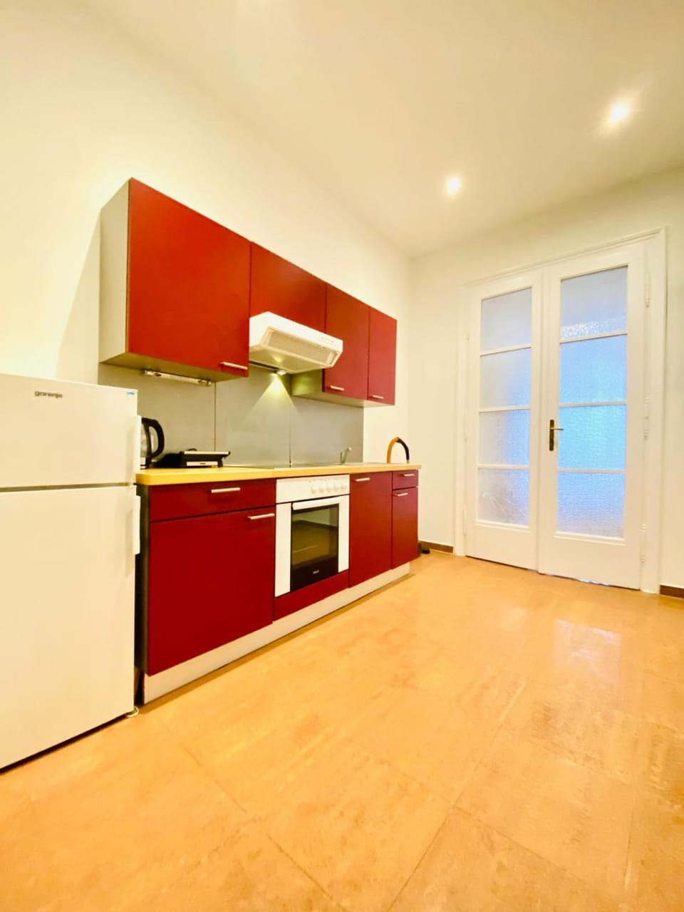 Kitchen or kitchenette, stove
