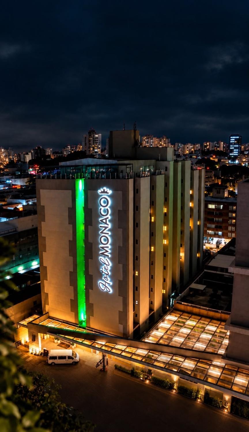 Property building, Facade/entrance, Night, Bird's eye view, View (from property/room), Evening entertainment, Entertainment
