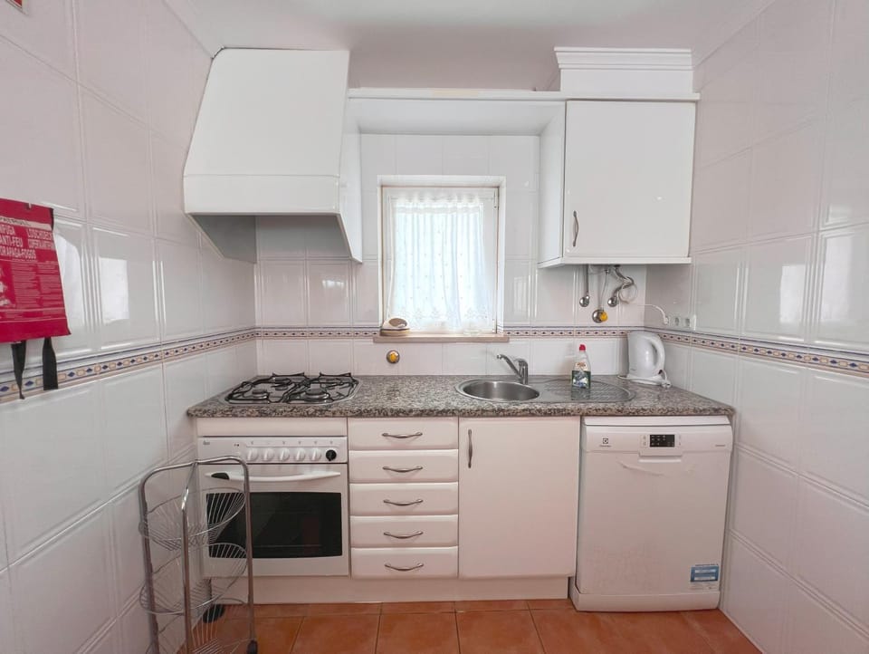 Kitchen or kitchenette, dishwasher, stove