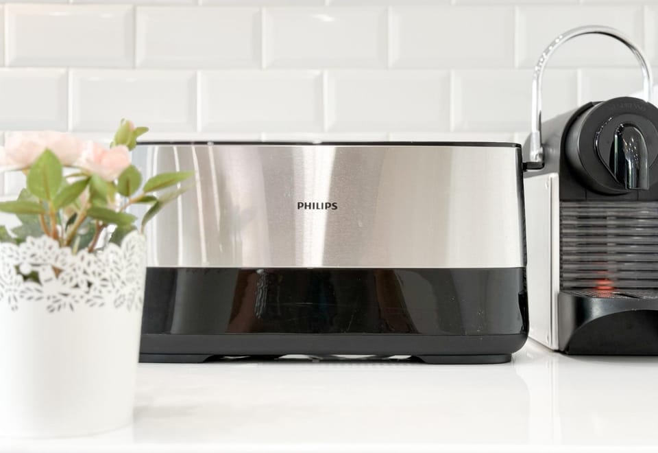Kitchen or kitchenette, toaster