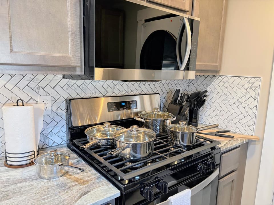 microwave, oven, stove