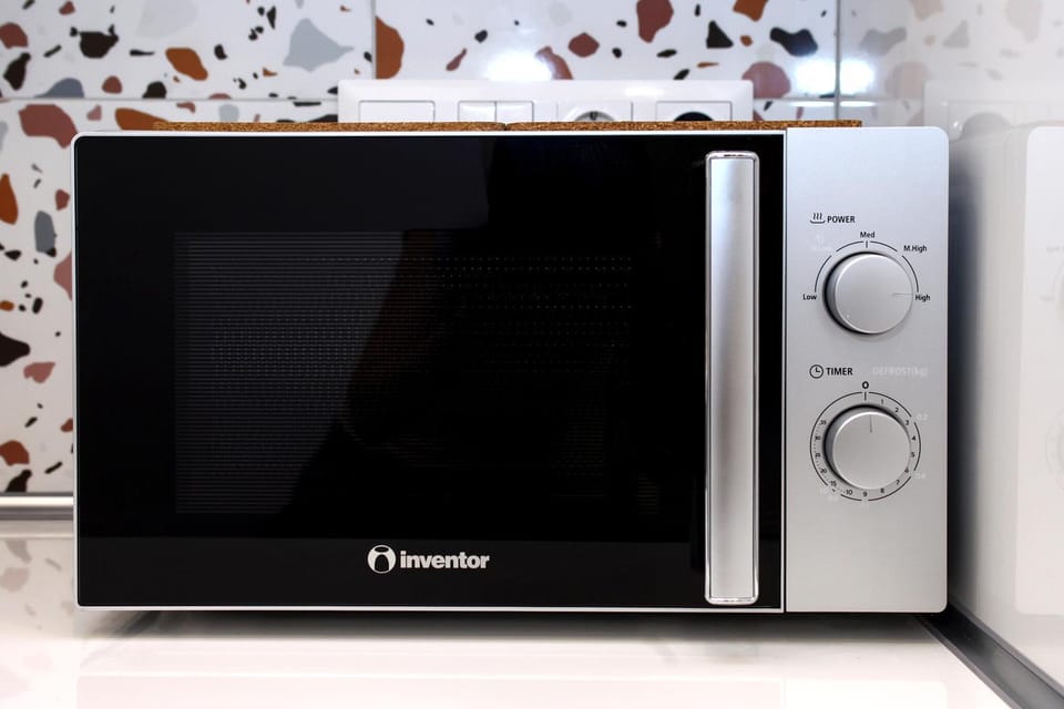 Kitchen or kitchenette, microwave