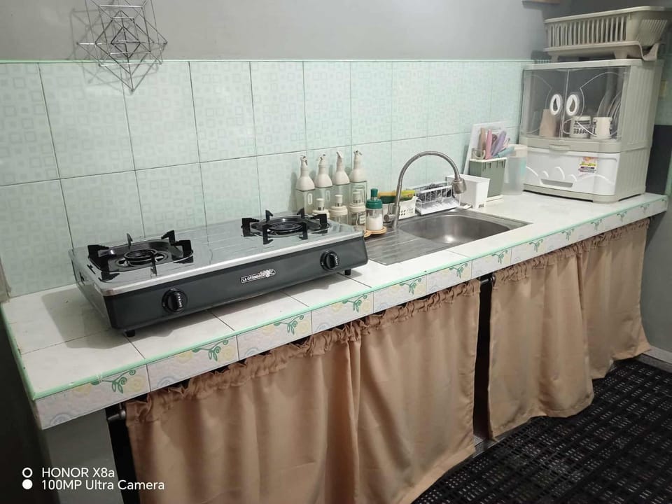 Kitchen or kitchenette, stove