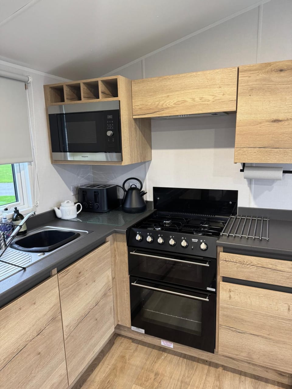 Kitchen or kitchenette, stove, toaster