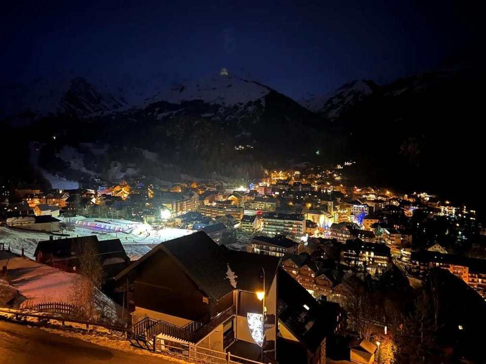 Night, Winter, Mountain view