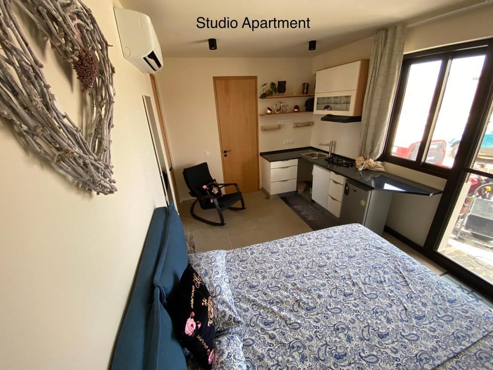 Bed, Kitchen or kitchenette, Photo of the whole room, Seating area, Bedroom, stove