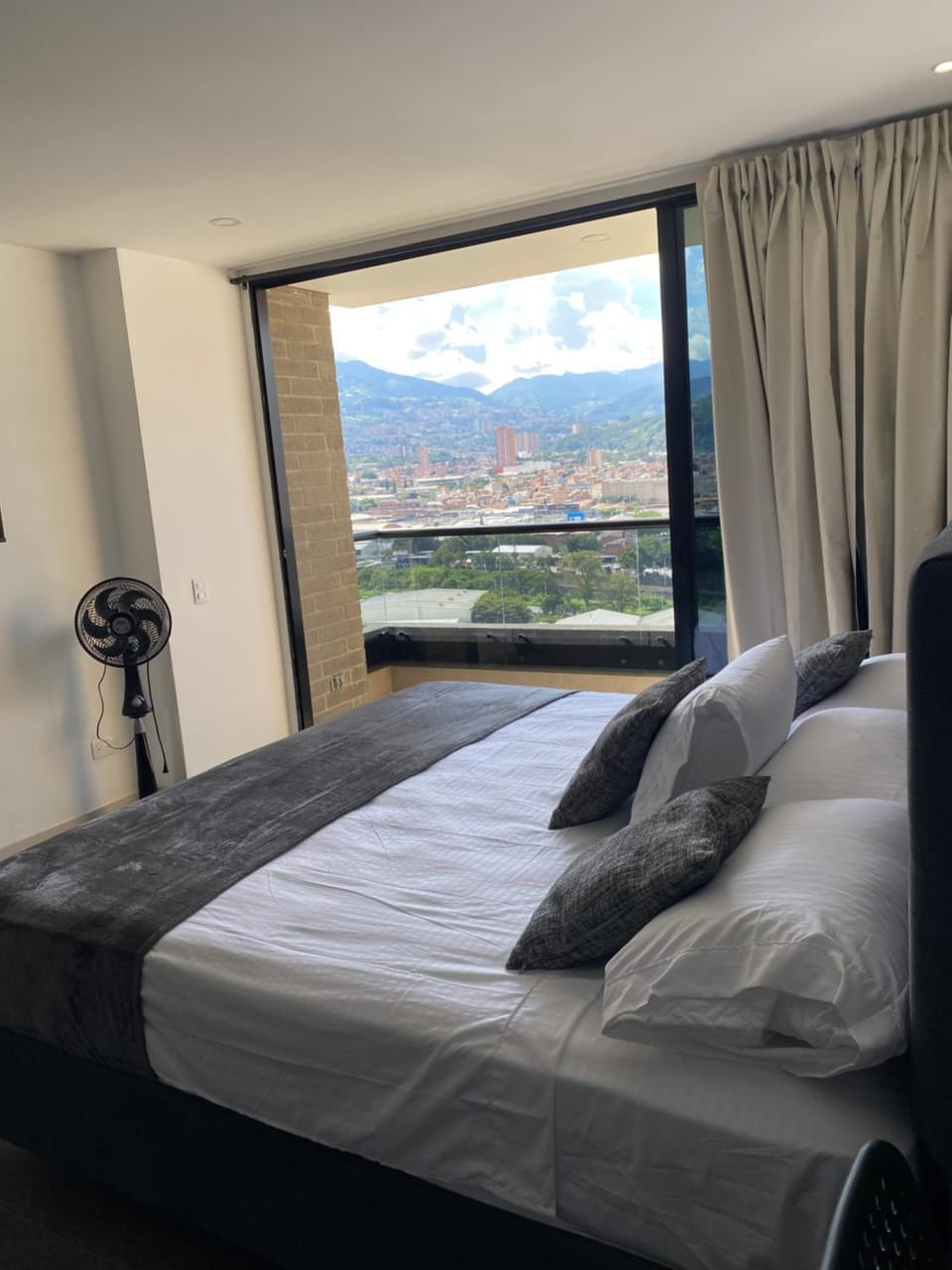 Bed, Natural landscape, Bedroom, Mountain view