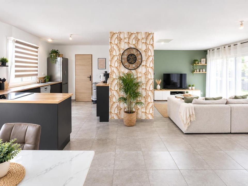 Living room, Communal kitchen