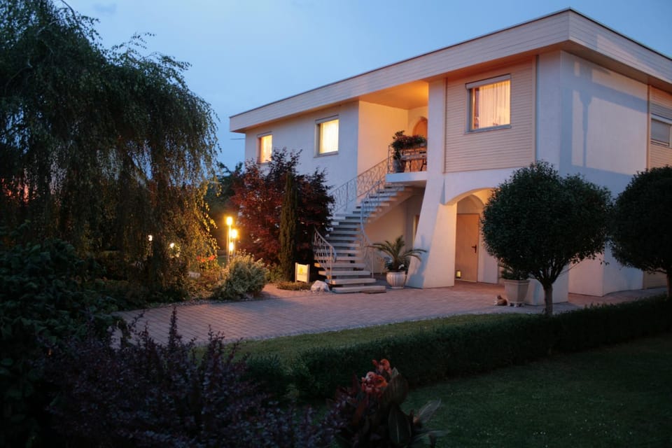 Property building, Night, Garden, Garden view