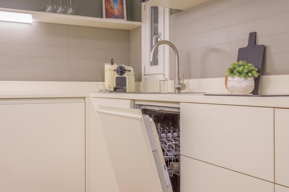 Kitchen or kitchenette, dishwasher