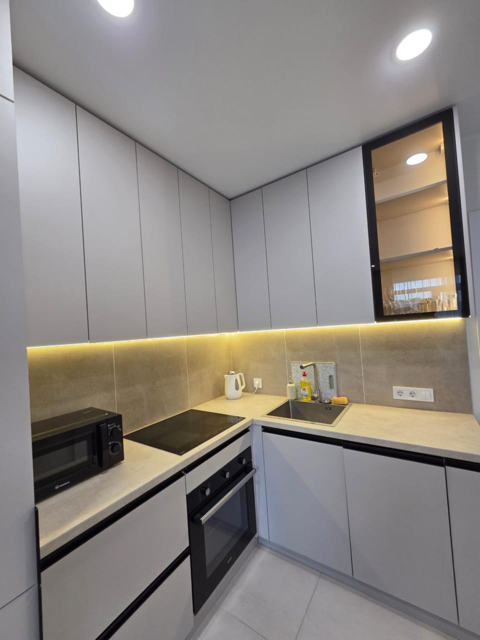 Kitchen or kitchenette, stove