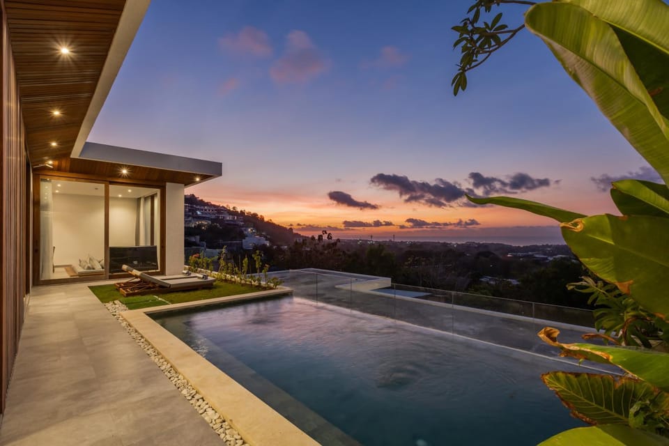 Pool view, Sea view, Swimming pool, Sunset