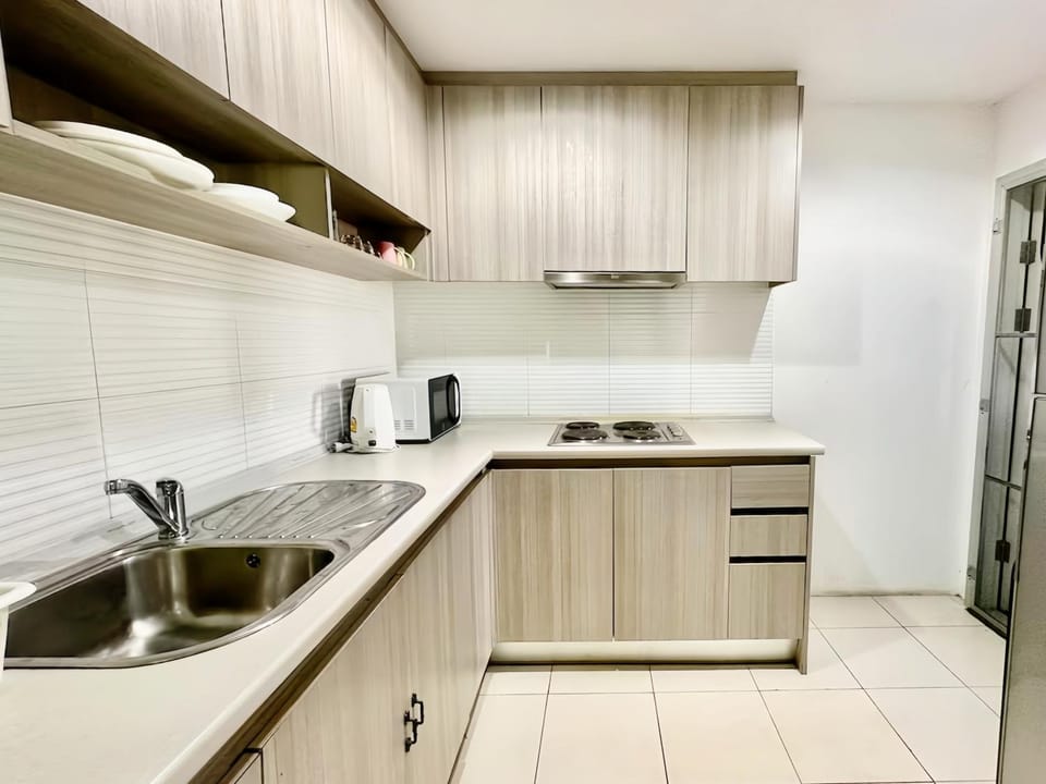 Kitchen or kitchenette, stove