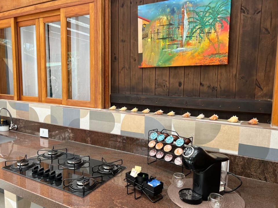 Kitchen or kitchenette, stove