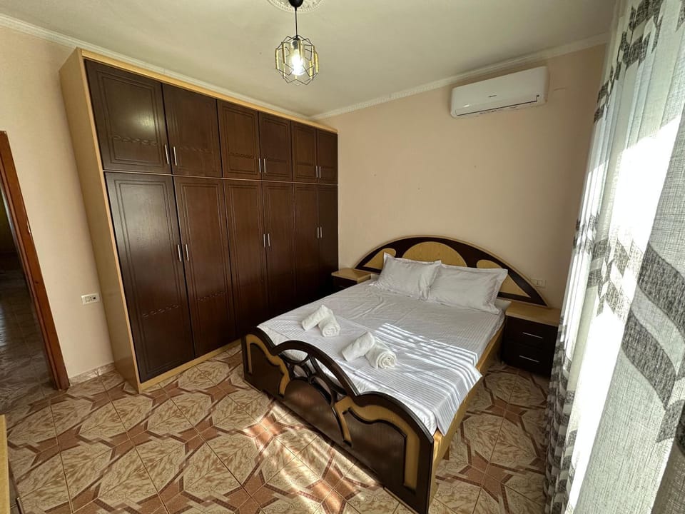 Bed, Photo of the whole room, Bedroom, towels, wardrobe, air conditioner