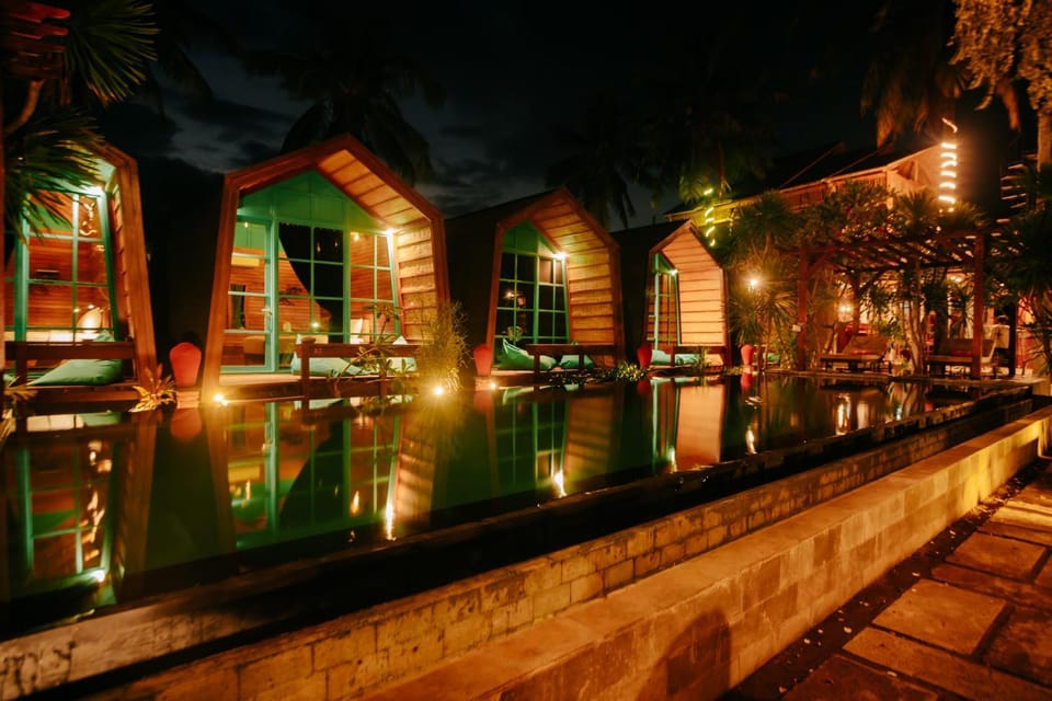 Night, Pool view, Swimming pool