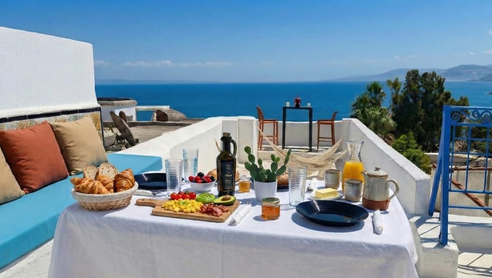 Natural landscape, View (from property/room), Balcony/Terrace, Food and drinks, Sea view
