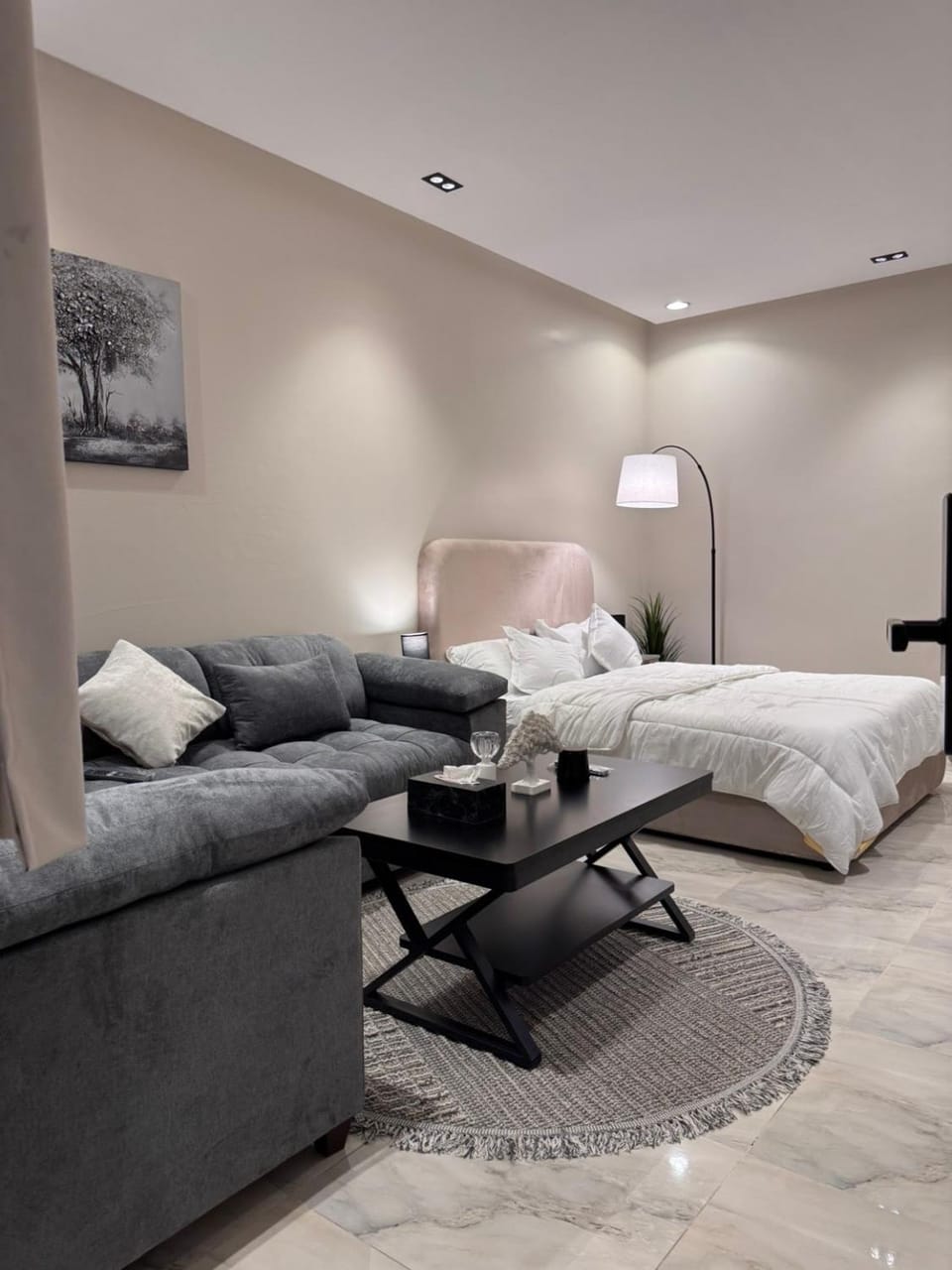 Bed, Living room, Photo of the whole room, Seating area, Bedroom