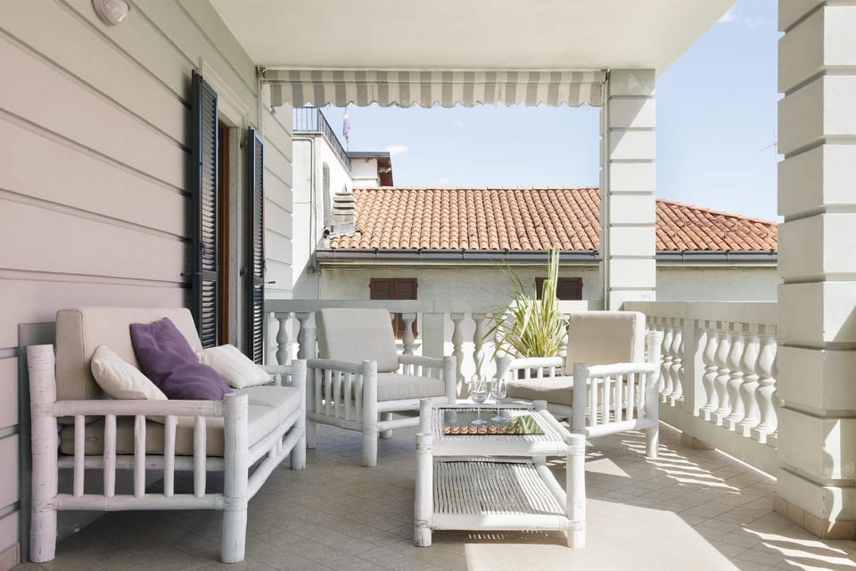 Property building, Patio, Day, View (from property/room), Balcony/Terrace, Living room, Seating area