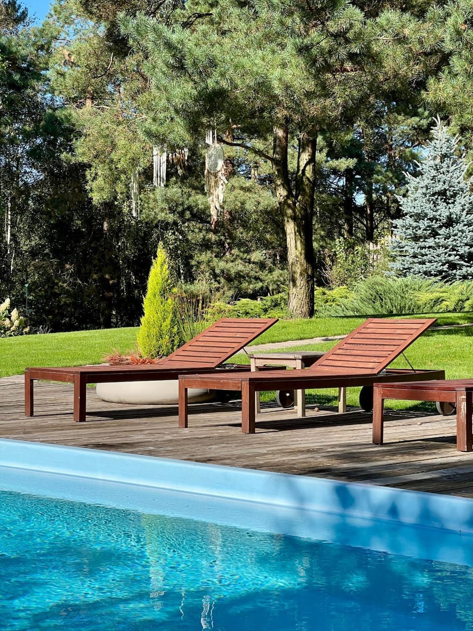 Swimming pool, sunbed
