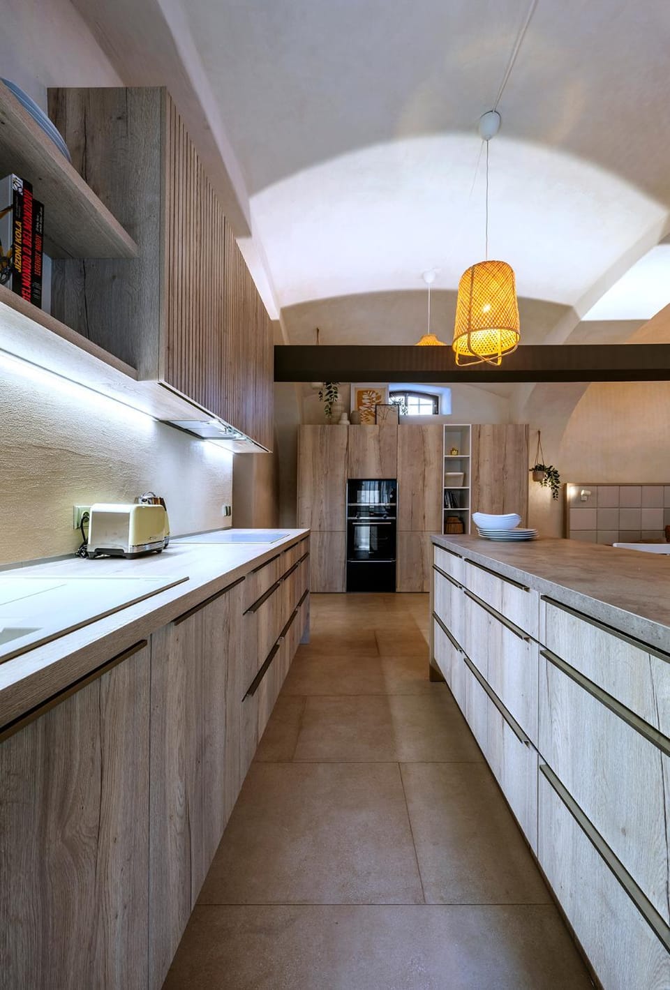 Kitchen or kitchenette, oven, stove