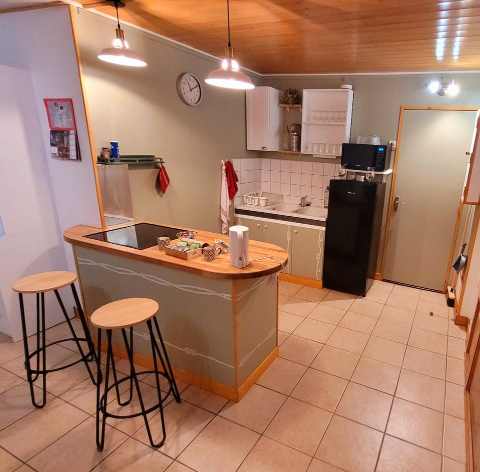 Kitchen or kitchenette, minibar, stove