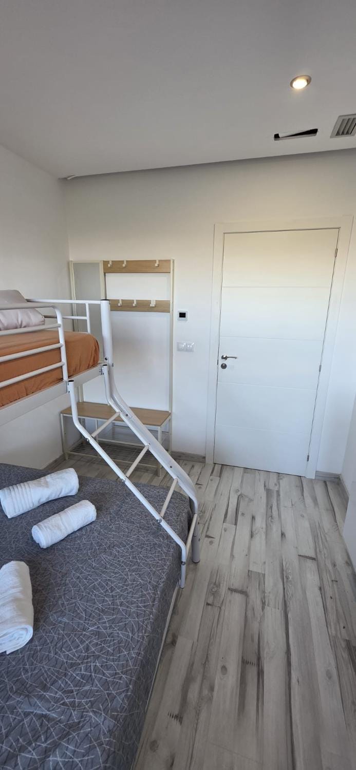 Bed, Photo of the whole room, Bedroom, bunk bed, wardrobe