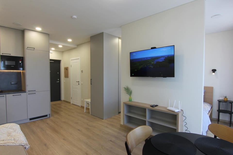 TV and multimedia, Kitchen or kitchenette, Living room, Photo of the whole room, dishwasher, microwave, minibar, oven, wardrobe