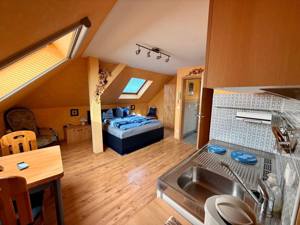 Bed, Kitchen or kitchenette, Living room, Photo of the whole room, Seating area, Dining area