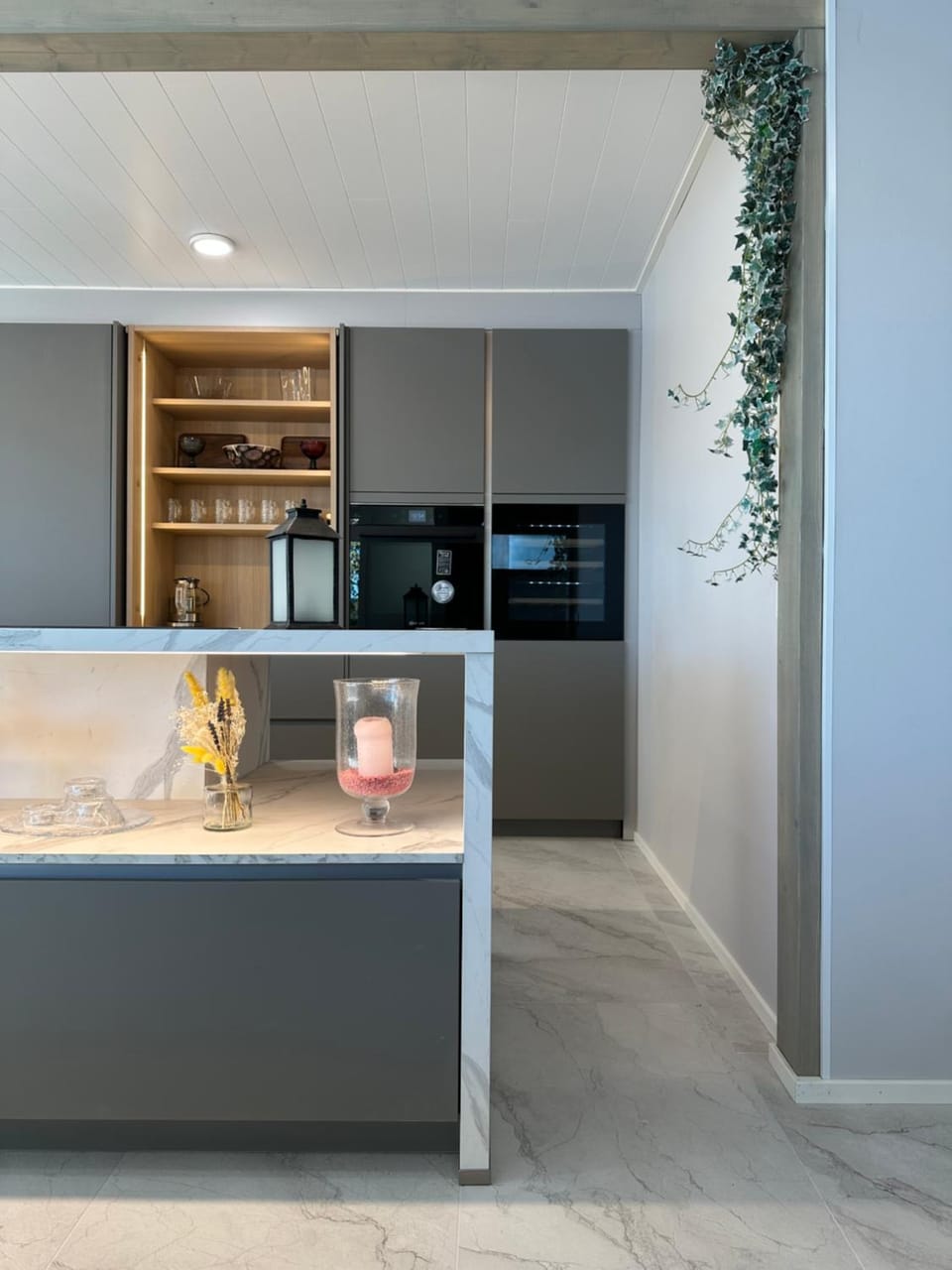Kitchen or kitchenette, oven