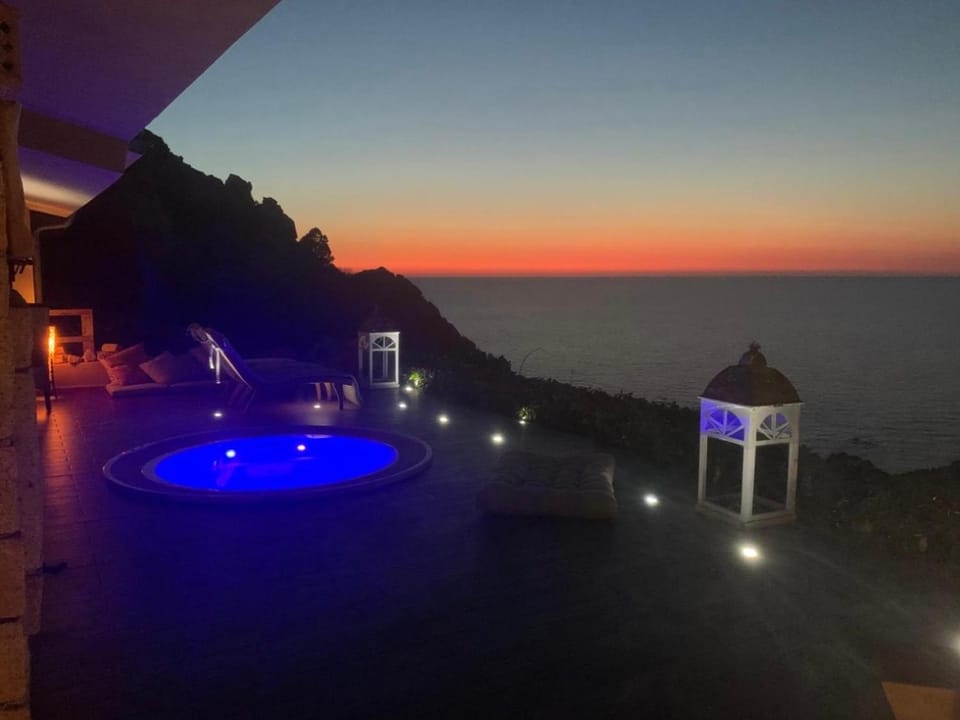 Patio, Hot Tub, View (from property/room), Balcony/Terrace, Sea view, Sunset, sunbed
