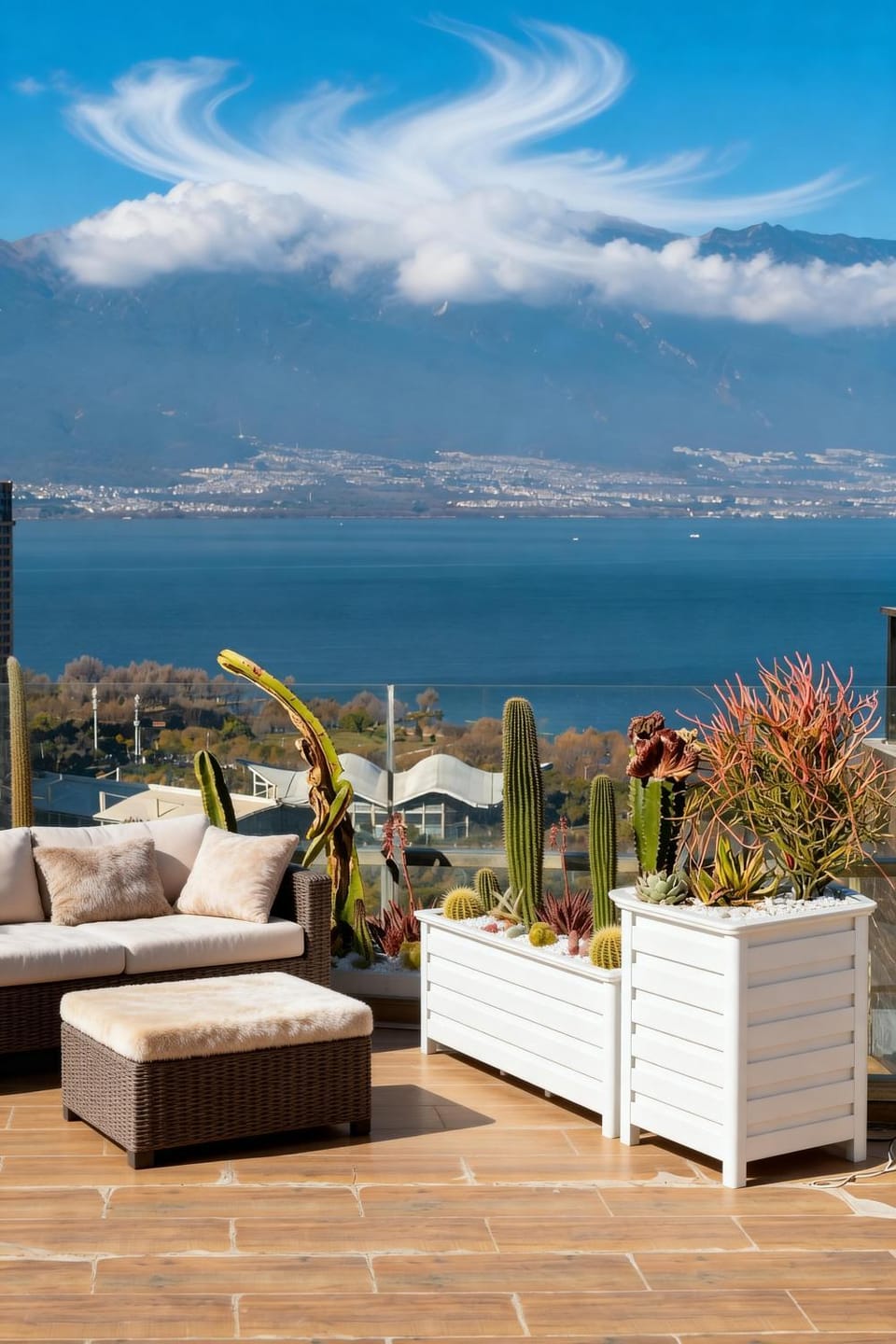 Day, Natural landscape, View (from property/room), Balcony/Terrace, Seating area, Sea view