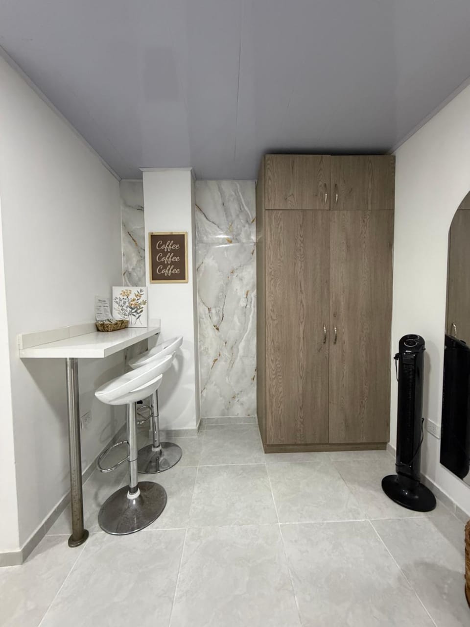 Seating area, wardrobe
