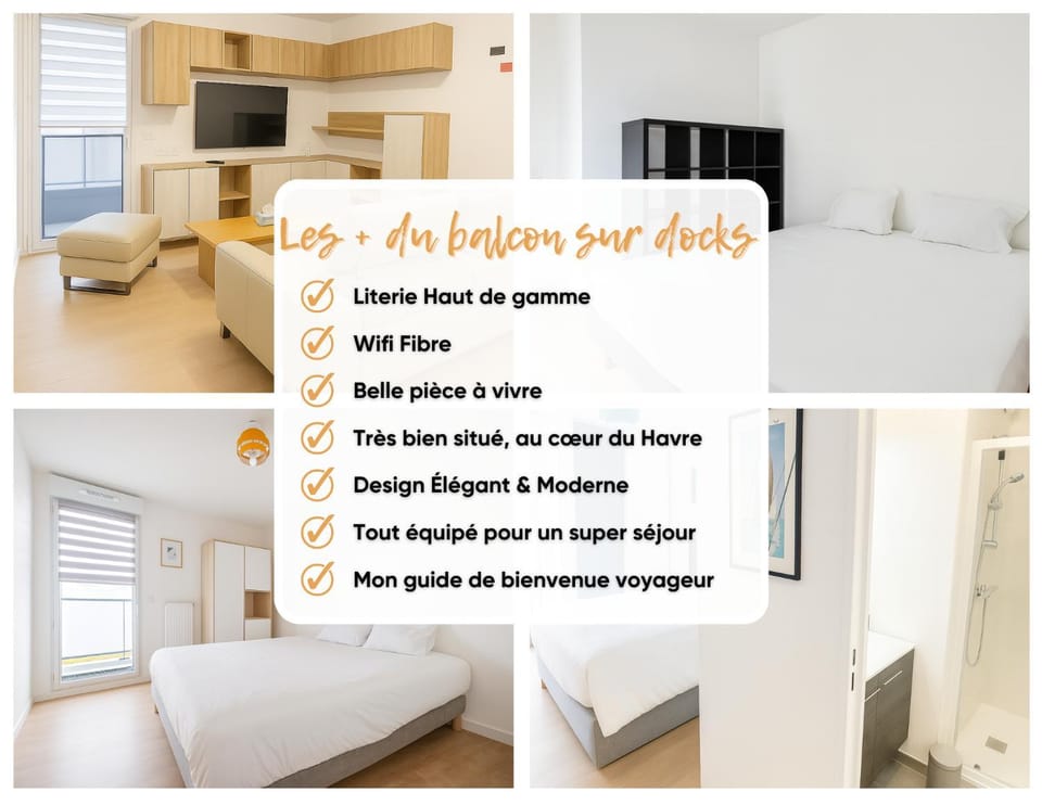 Balcon sur docks - 4 lits - 4 beds Apartment in Le Havre