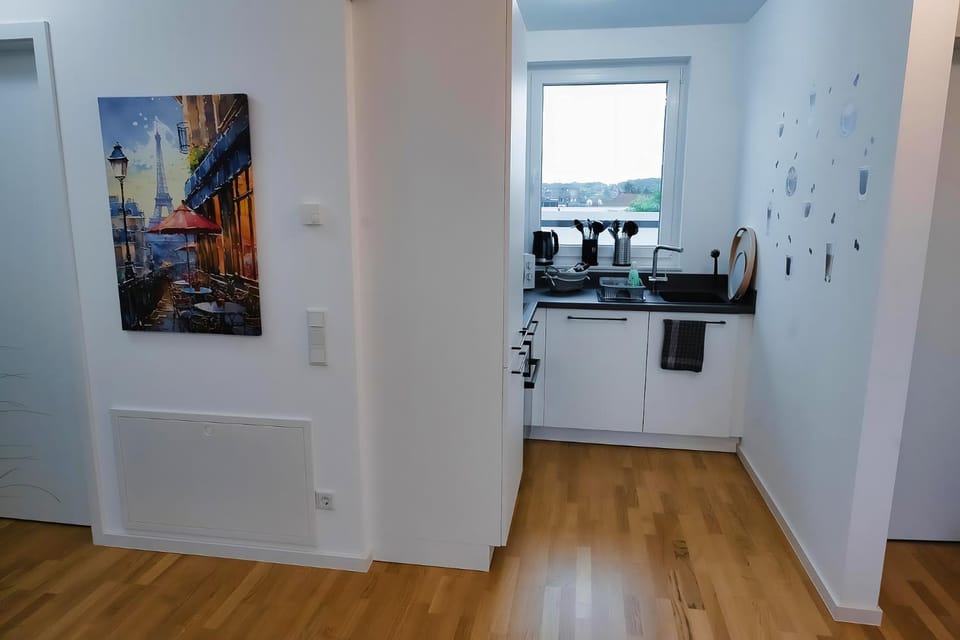 Kitchen or kitchenette, stove