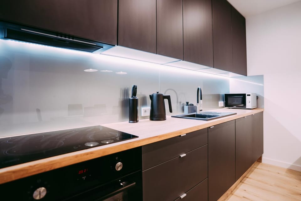 Kitchen or kitchenette, stove