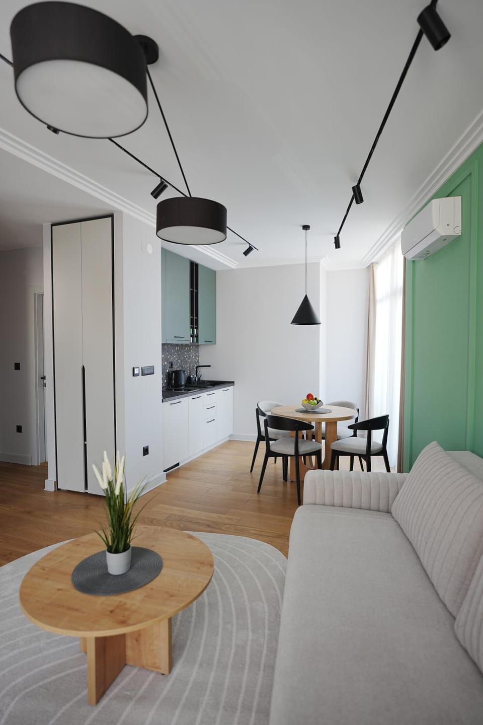 Kitchen or kitchenette, Living room, Dining area