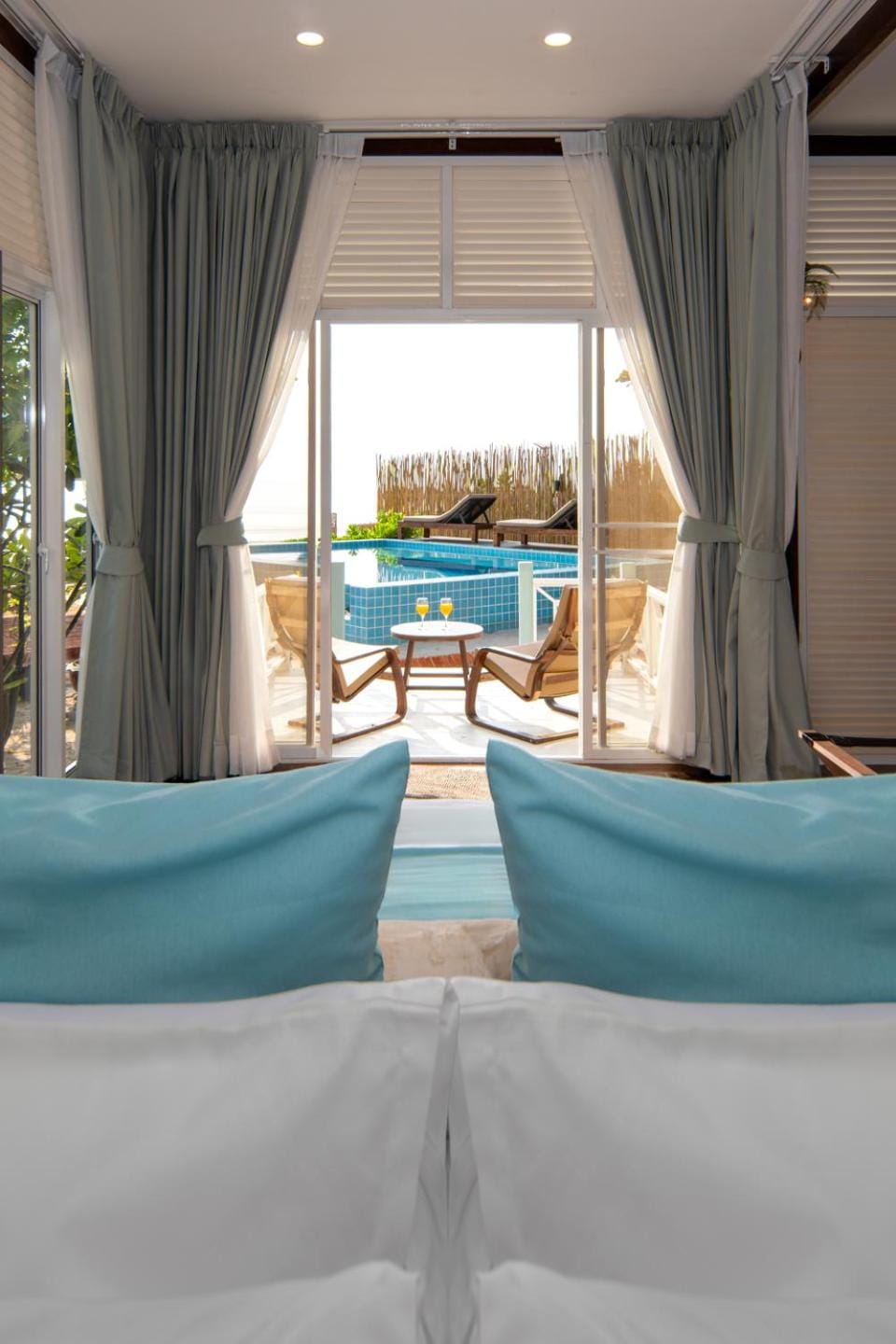 Bed, Beach, Bedroom, Sea view, Sunset