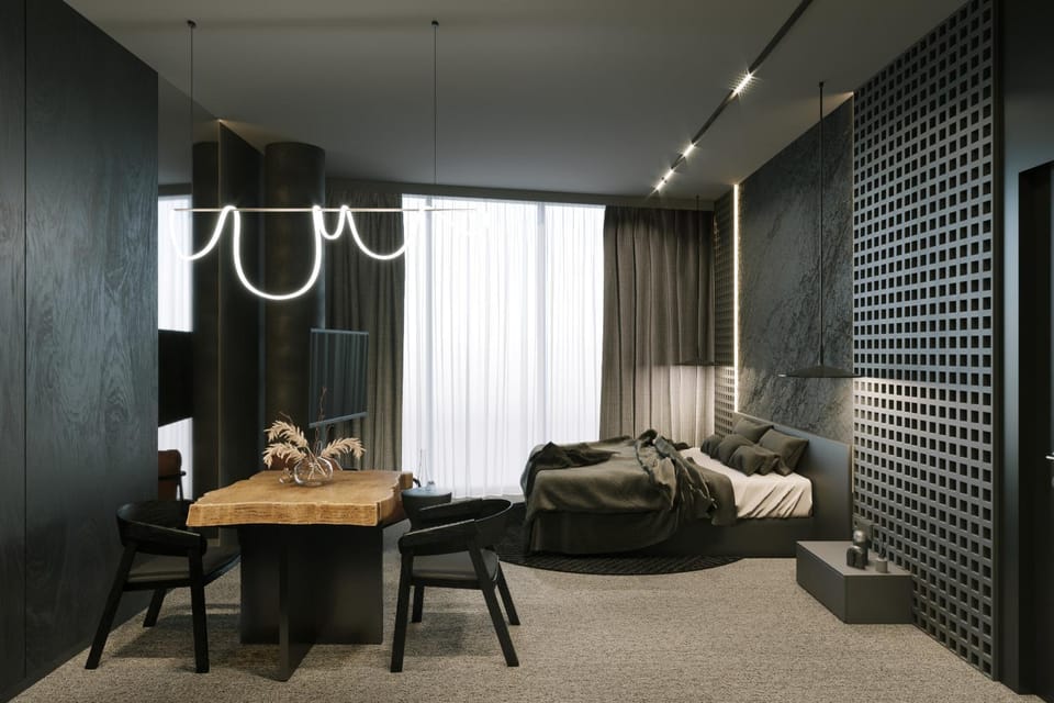 Bed, Living room, Photo of the whole room, Bedroom