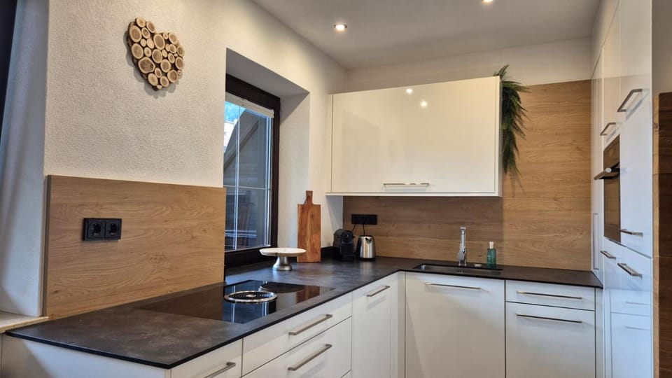 Kitchen or kitchenette, dishwasher, stove