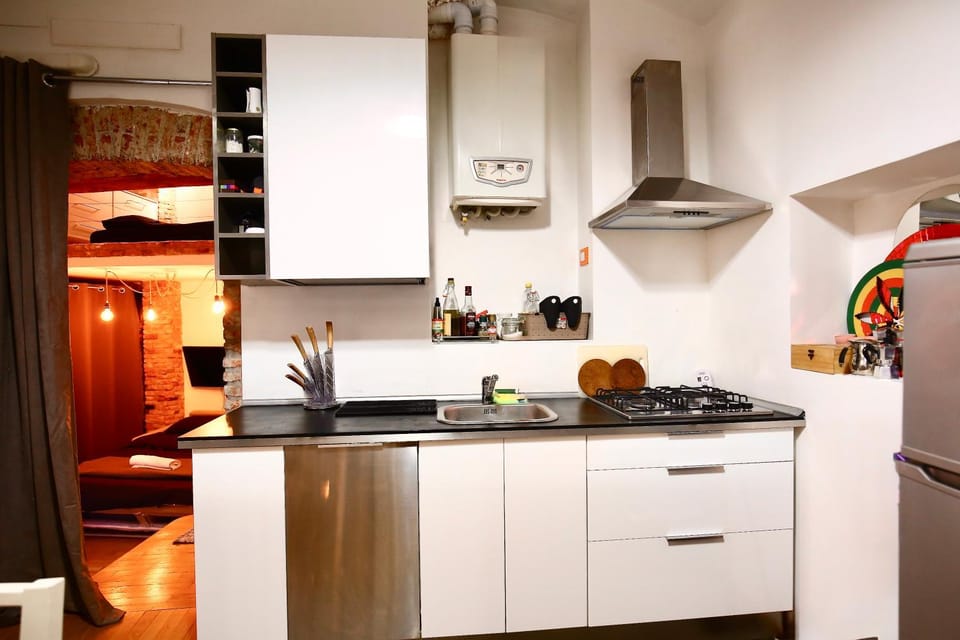 Kitchen or kitchenette, stove