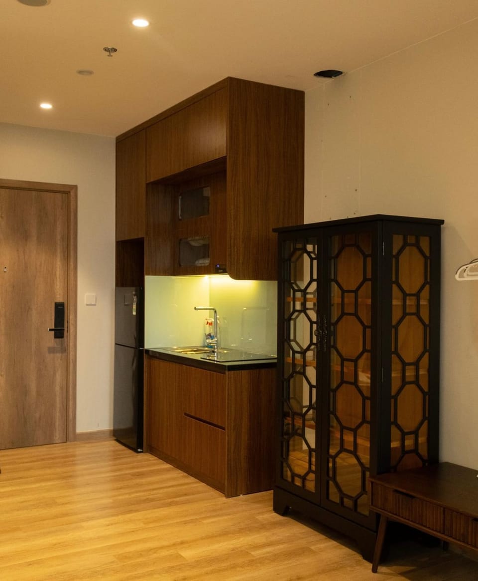 Trầm Room Calm & Dark Wood Apartment in Vietnam