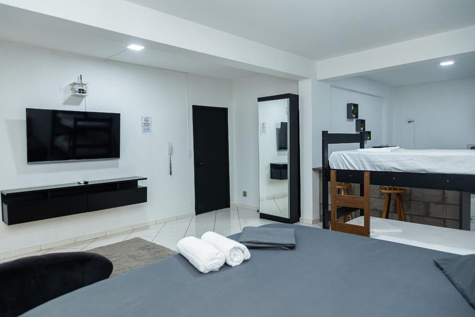 Bed, Kitchen or kitchenette, Living room, Photo of the whole room, Bedroom