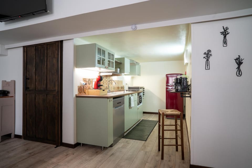 Coffee/tea facilities, Kitchen or kitchenette, oven, stove