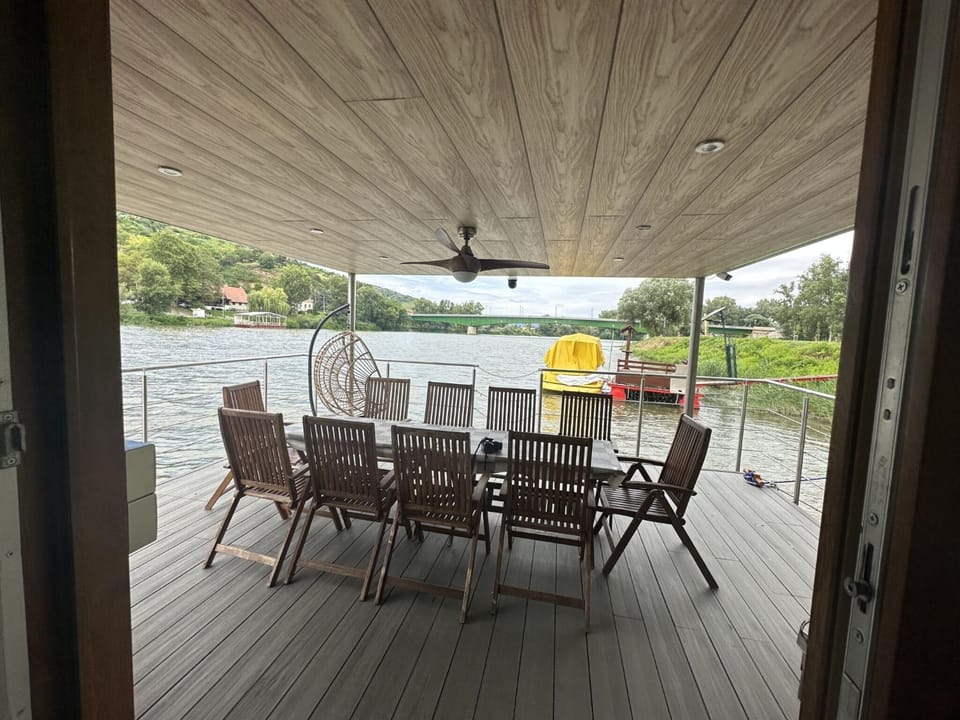 Lilla Privát Lakóhajó Tokaj Docked boat in Slovakia