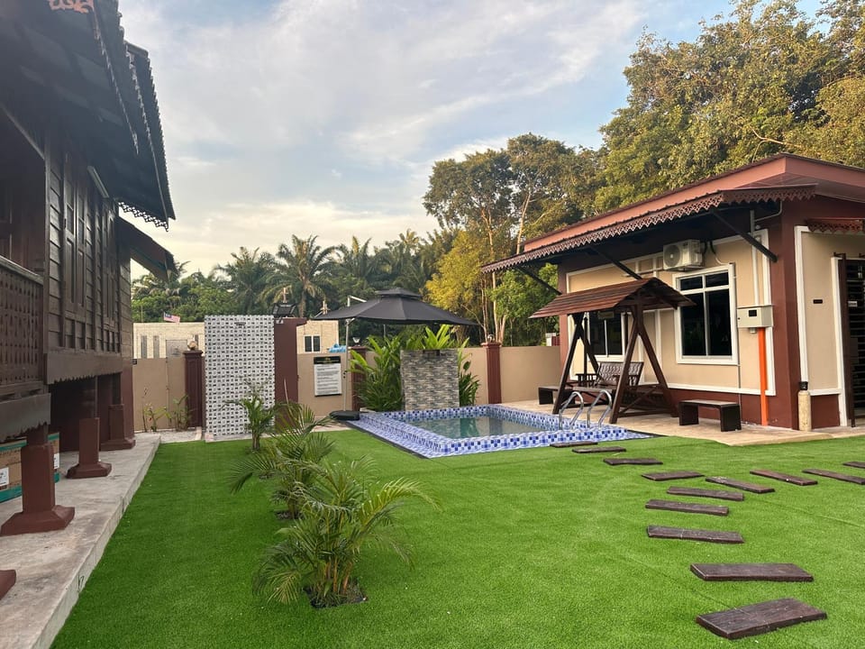 Property building, Day, Natural landscape, Garden, Garden view, Pool view, Swimming pool