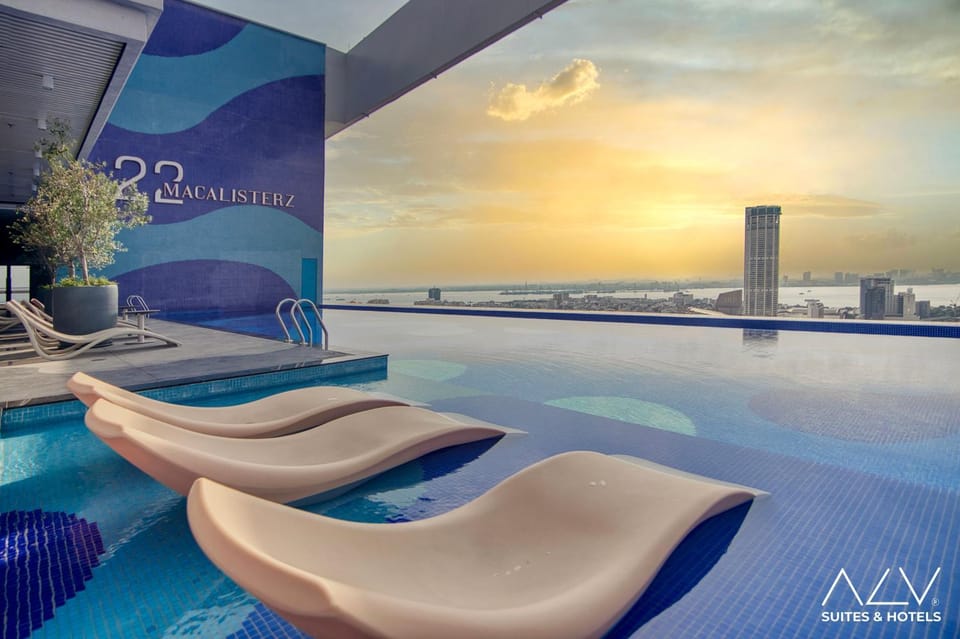 Swimming pool, Swimming pool, Sunset, sunbed
