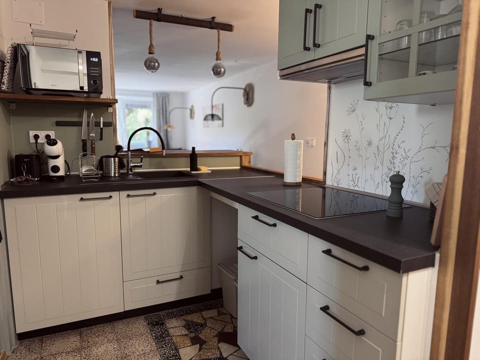 Kitchen or kitchenette, stove, toaster