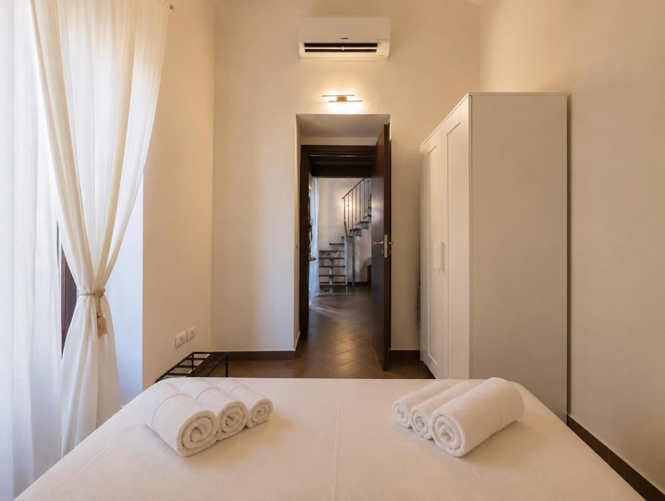 Bed, Photo of the whole room, Bedroom, towels, wardrobe, air conditioner