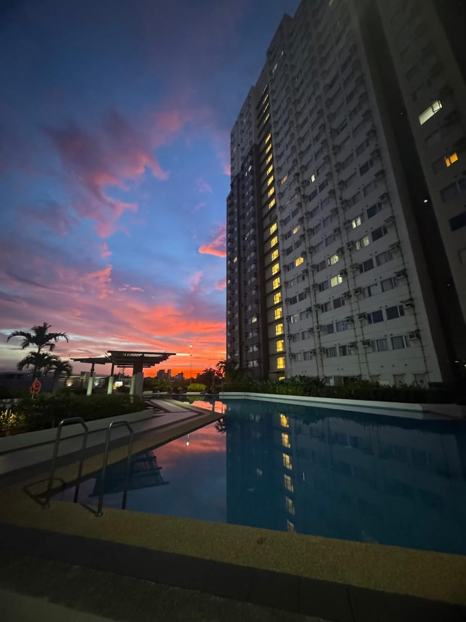 Pool view, Swimming pool, Sunset